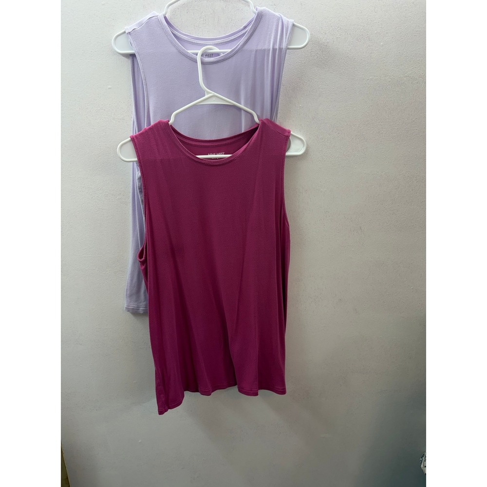 Nine West Soft Spun Tank Tops Bundle 2pk Magenta Lavender XL Womens Sleeveless
